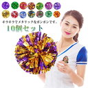 チアポンポン 応援ポンポン 10個セット チアガール 応援用品 チアリーディング 持ち手付き 応援グッズ 体育祭 スポーツ 運動会 野球 パーティー 舞台 学園祭 イベント コンサート ダンス用 送料無料