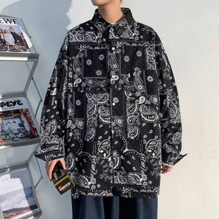 ペイズリー柄 シャツ メンズ カジュアルシャツ 長袖シャツ 羽織り レトロ 大きいサ...