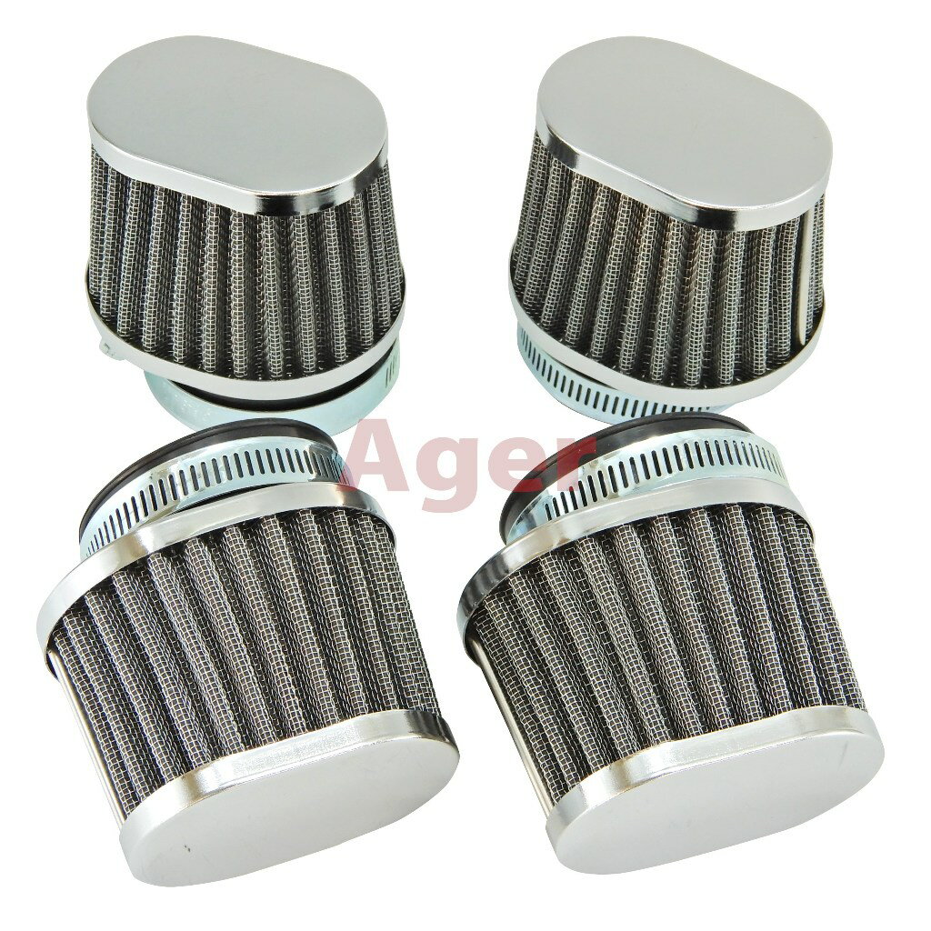高い防塵性と吸入効率を兼ね備えたパワーフィルター インシュレーター(ゴム)と本体の脱落防止する加工済で確実な取り付けを実現 サイズが合えば様々なバイクに取り付け可能な汎用品ですが、必ず事前に実車のサイズをご確認ください *フィルター本体が燃料コックやフレームなどに干渉しないか取り付けスペースをご確認下さい *2連以上でご使用の場合、フィルター同士が干渉しないかキャブレターのピッチをご確認下さい 取付け口径:48mm 全長82mm(インシュレーター無しで63mm) フィルタートップ 52mm x 77mm フィルターアンダー 84mm x 72mm 素材:スチール、他※安価で提供できるよう海外で制作し輸入しております。最低限のクオリティは達成していますが、国内品のクオリティと比べ劣る点もございますのでご了承ください。キズや塗装はげ、むら、汚れ、小錆等は交換/返品対象外とさせて頂きます。※安全のため取り付けは必ずオートバイ店整備士等の有資格者下で行い、走行前に安全が確保されているか確認してからご使用ください。不具合異常がある場合は直ちに使用をおやめください。※安全のため定期的に状態をご確認ください。