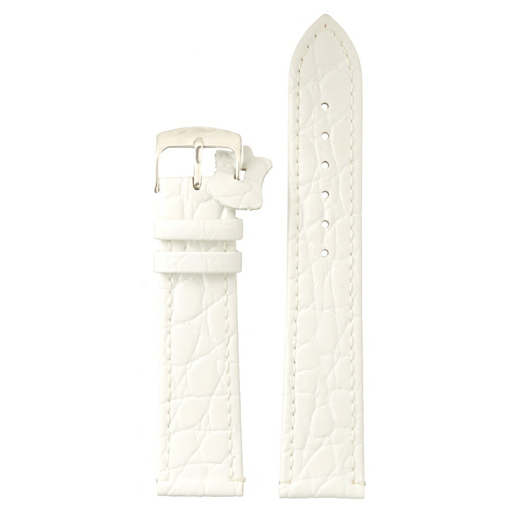 腕時計 ベルト 革 クロコダイル型押し 20mm Diloy P209エッセンシャル ホワイト