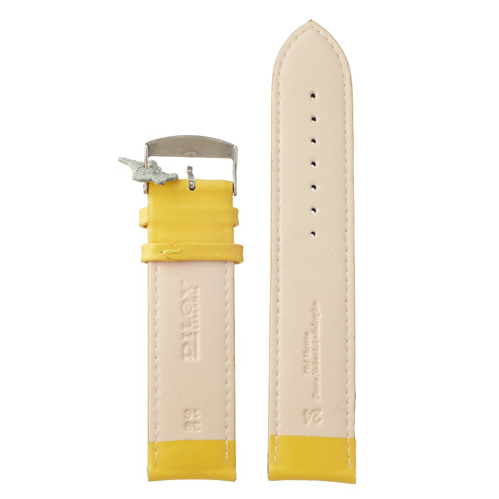 腕時計 ベルト ロングサイズ 本革 24mm レザー バンド Diloy 302エッセンシャル イエロー