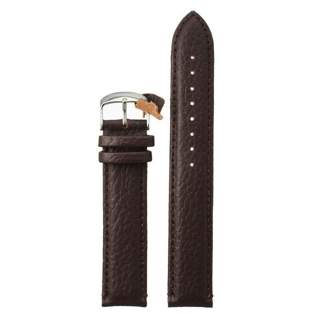 Rakuten - Diloy 腕時計 ベルト 20mm 本革 ロングサイズ レザー バンド バイソン型押し 205EL ダークブラウン