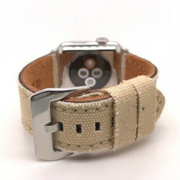 Diloy 腕時計ベルト 24mm デニム & イタリアン カーフレザー mod390 クリーム