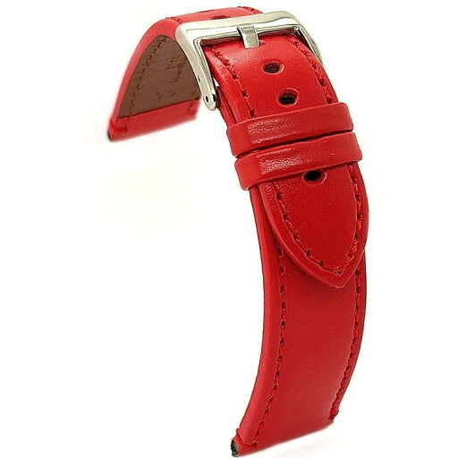 Diloy 腕時計ベルト 24mm イタリアン カーフレザー 401フラット レッド Diloy 腕時計ベルト 24mm イタリアン カーフレザー 401フラット レッド
