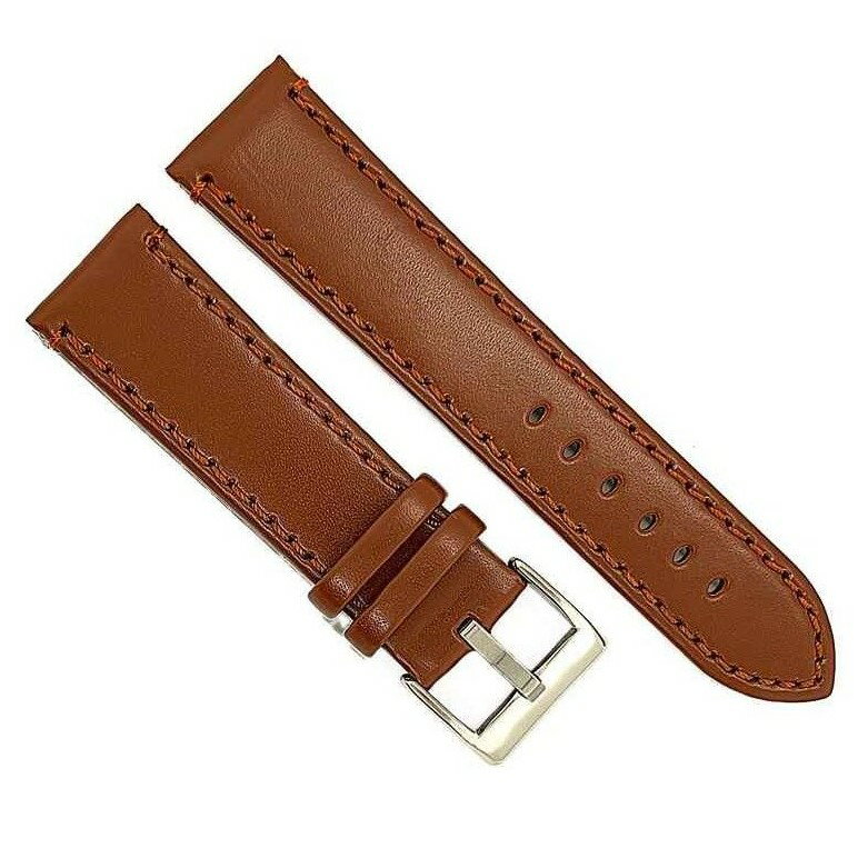 Diloy 腕時計ベルト 22mm イタリアン カーフレザー 401フラット ミディアムブラウン