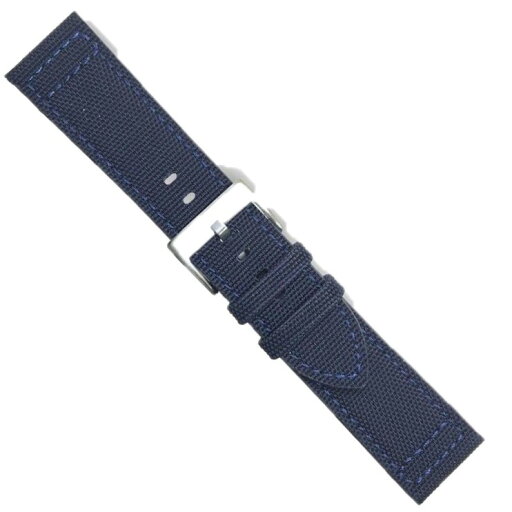 Diloy 腕時計ベルト 22mm イタリアン カーフレザー レジスタントファブリック 416フラット ネイビーブルー Diloy 腕時計ベルト 22mm イタリアン カーフレザー レジスタントファブリック 416フラット ネイビーブルー