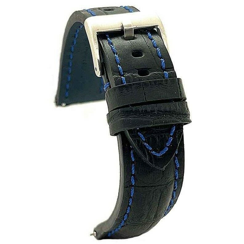 Diloy 腕時計 ベルト プレミアム イタリアン カーフレザー アリゲーターグレイン Ref.395 ブラック ブ..