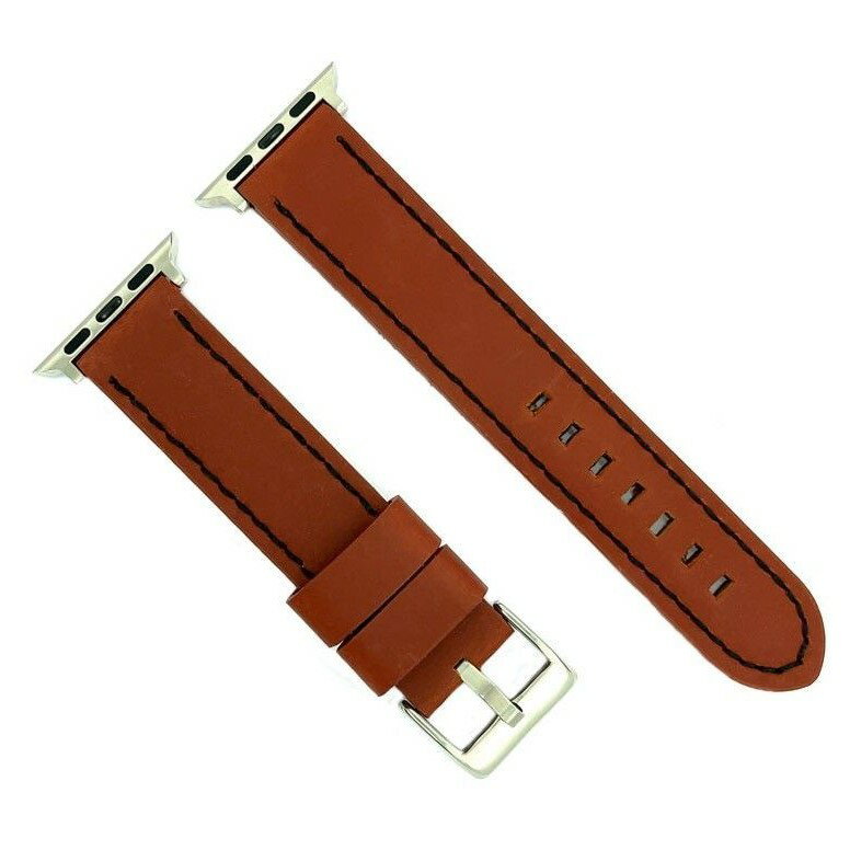 Diloy アップルウォッチ バンド イタリアン エイジド オイルレザー 38mm/40mm ベルト 本革 交換 ハンドクラフト Apple Watch ストラップ 互換 ビンテージスタイル AW384 ミディアムブラウン(S/SV)