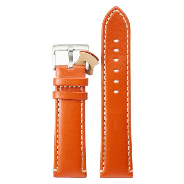 Rakuten - Diloy 腕時計 ベルト 22mm スムースレザー バンド 本革 Superior オレンジ