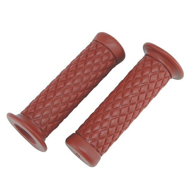 ダイヤ柄 ハンドルグリップ レトロスタイル 汎用 22.2mm ワインレッド バイク カスタム ビンテージ ラ..