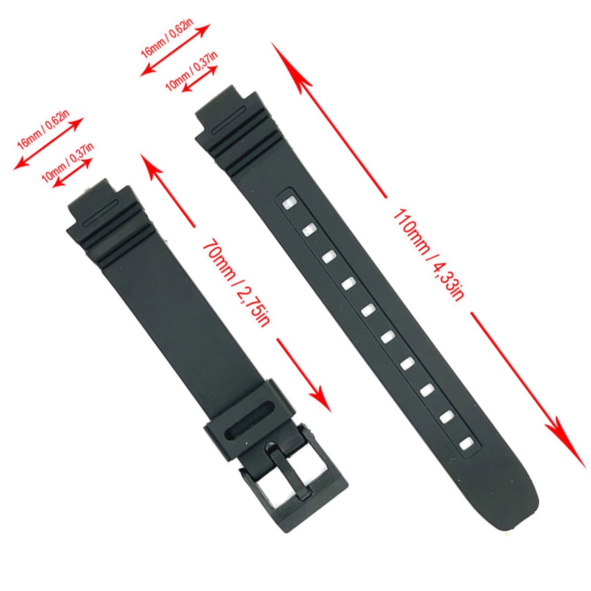 Diloy 腕時計 ベルト カシオ 互換 ウレタンバンド LA-20WH