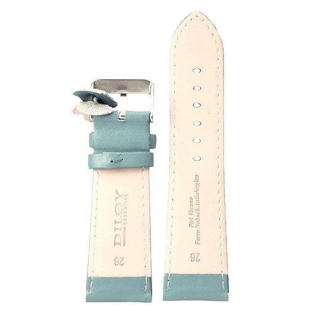 Diloy 腕時計 ベルト 34mm 本革 幅広 ワイド レザー バンド 302EA スカイブルー