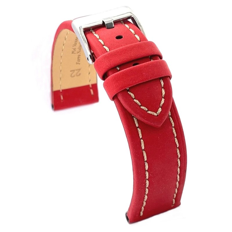 Rakuten - Diloy 腕時計 ベルト 26mm オイルドカーフレザー 本革 ステッチ レッド
