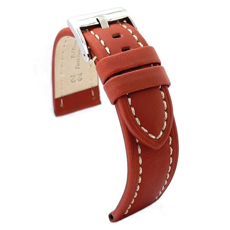 Rakuten - Diloy 腕時計 ベルト 18mm オイルドカーフレザー 本革 ステッチ ミディアムブラウン