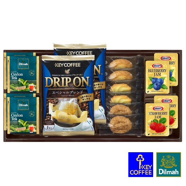 乐天商城 - 【ポイント15倍】キーコーヒー ドリップコーヒー＆セイロンティーと3種類のクッキー詰合せ【結婚内祝い 新築内祝い 入学内祝い 出産内祝い 内祝い お祝い お祝い返し ギフト 出産祝い お返し 返礼 スイーツ 快気祝い 御挨拶】【アジェール】【送料無料 送料込み】