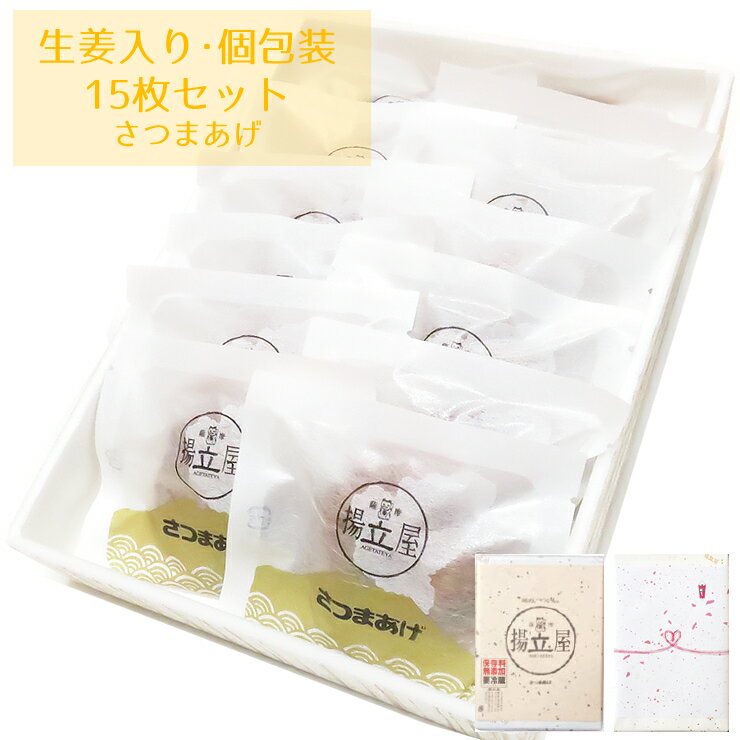 ギフト さつま揚げ 送料無料 【生姜入りさつまあげ 個包装15枚入りセット】ネット限定 通販 鹿児島 揚立屋 寒中御見舞 冬グルメ プレゼント 練り物 天ぷら 無リンすり身