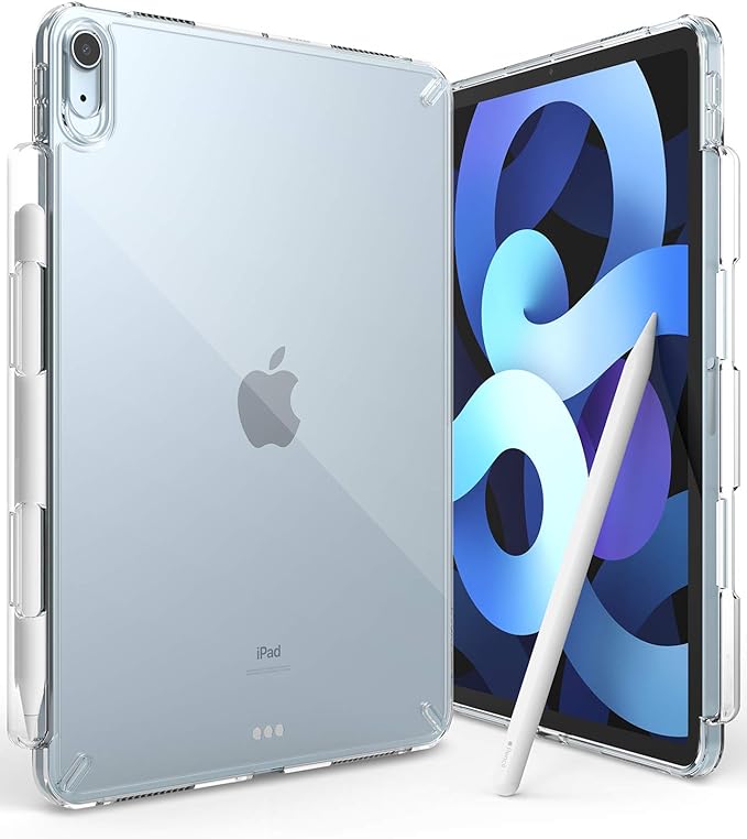 【楽天スーパーセール】iPad Air 5 ケース iPad Air4 ケース TPU+ポリカーボネートハイブリッド [Touch ID 対応] 10.9インチ ペンシルホルダー ストラップホール 付き [米軍MIL規格取得] 透明 落下防止 軽量 薄型