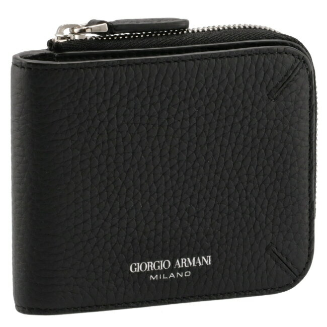 【2022春夏SALE】ジョルジオアルマーニ/GIORGIO ARMANI 財布 メンズ カーフスキン 二つ折り財布 BLACK Y2R593-YQA9E-80001