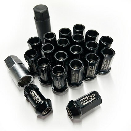 KICS レーシング ロックナット 5穴 17HEX M12xP1.5 全長40mm 60°テーパー座 ブラック トヨタ レクサス ..
