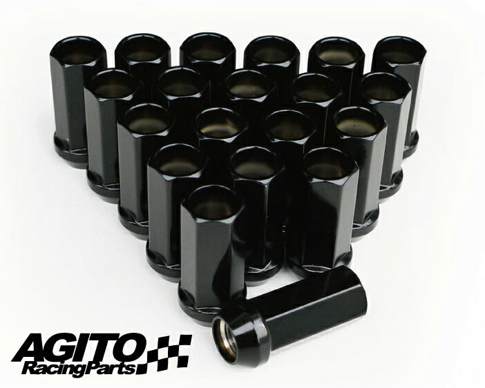 【日本製】AGITOレーシングナット 貫通 ロングタイプ L50mm 19HEX M14xP1.5（5穴用 20本セット）