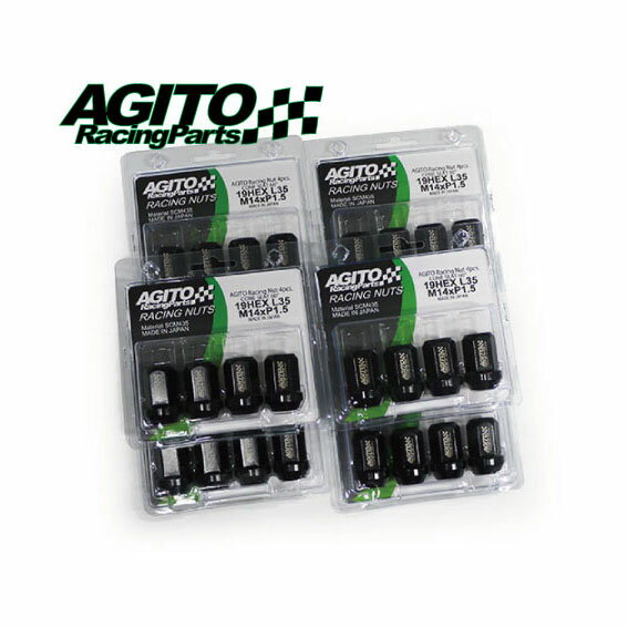 【日本製】AGITOレーシングナット 貫通 ロングタイプ L35mm 19HEX M14xP1.5（6穴用 24本セット）