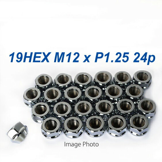 特価 貫通ナット 19HEX M12 P1.25 6穴用 24個 60°テーパー座 メッキ ホイールナット日産 NV350 など