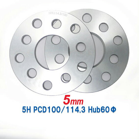 乐天商城 - 5mmスペーサー 外径148mm 5H PCD100/114.3 / ハブ径60Φ 2枚組 M12 M14兼用