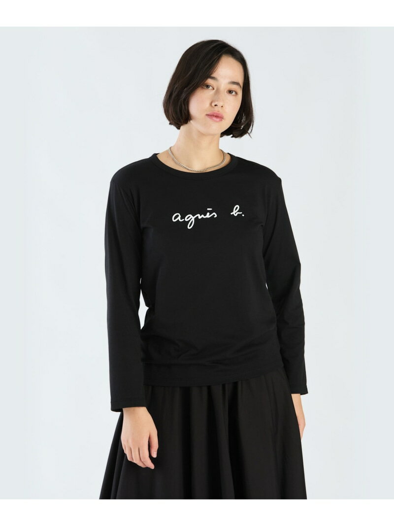 ロゴプリント コットン 長袖 Tシャツ Cool agnes b. FEMME アニエスベー トップス カットソー・Tシャツ ブラック【送料無料】[Rakuten Fashion]