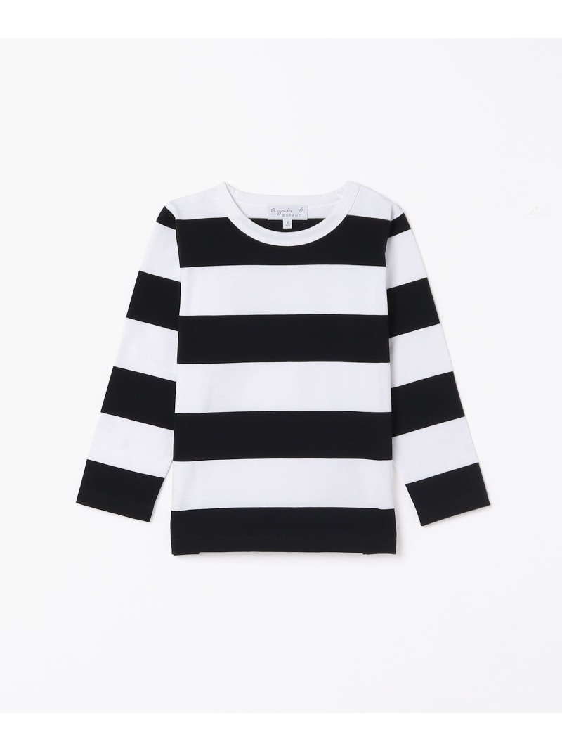 樂天商城 - キッズ コットン 太ボーダー 長袖 Tシャツ agnes b. ENFANT アニエスベー トップス カットソー・Tシャツ ブラック【送料無料】[Rakuten Fashion]