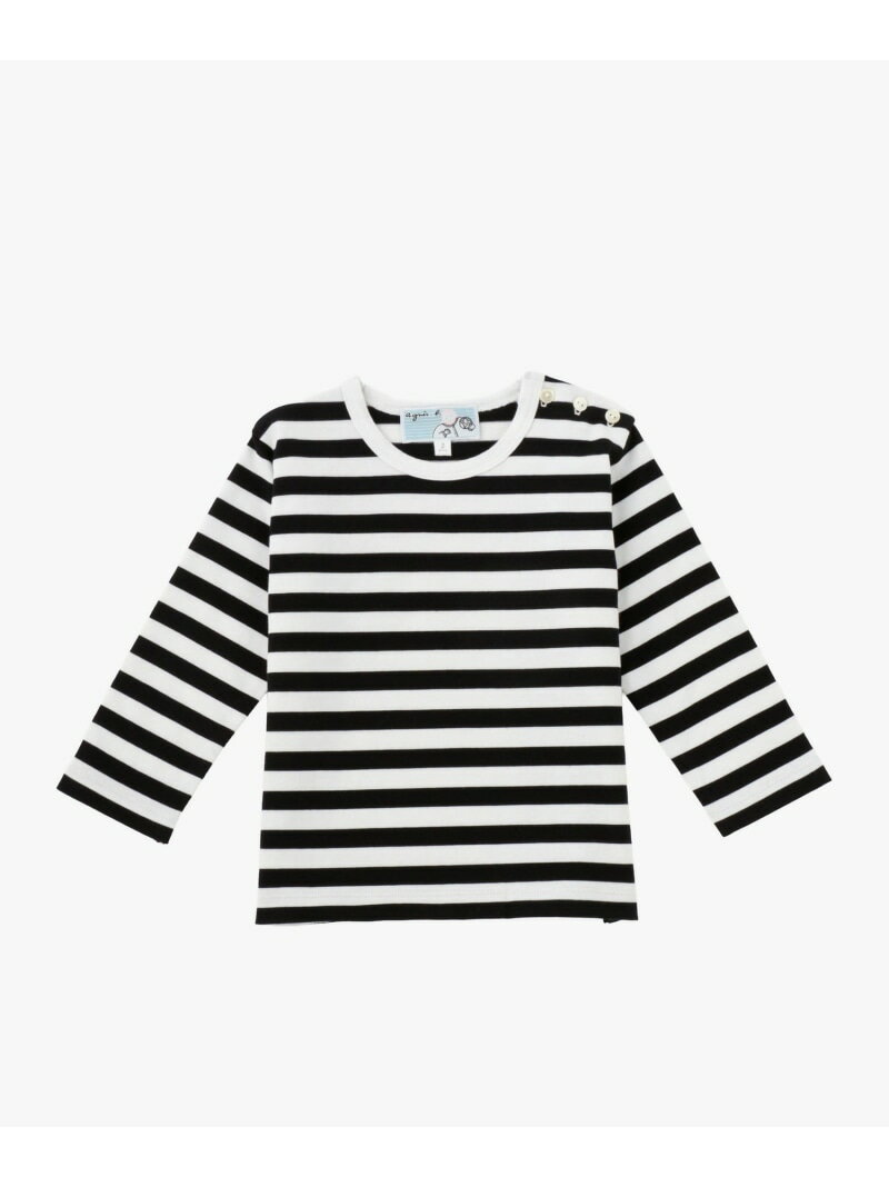Rakuten - ベビー コットン 細ボーダー 長袖 Tシャツ agnes b. ENFANT アニエスベー トップス カットソー・Tシャツ【送料無料】[Rakuten Fashion]