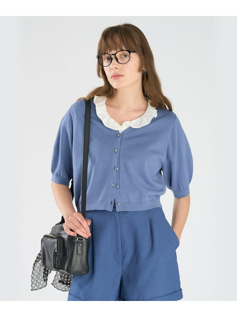 Rakuten - コットン ブイネック ハーフスリーブ カーディガン To b. by agnes b. アニエスベー トップス カーディガン ブルー【送料無料】[Rakuten Fashion]