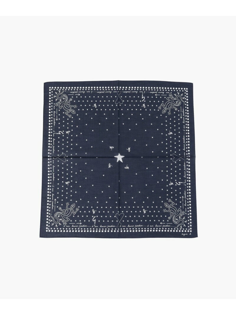 アニエスベー ハンドタオル KD40 HANDKERCHIEF BANDANA バンダナ柄ハンカチ agnes b. FEMME アニエスベー ファッション雑貨 ハンカチ・ハンドタオル ブルー[Rakuten Fashion]