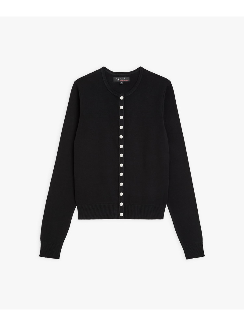 アニエスベー カーディガン レディース J155 CARDIGAN コットンニットカーディガンプレッション agnes b. FEMME アニエスベー トップス カーディガン ブラック【送料無料】[Rakuten Fashion]