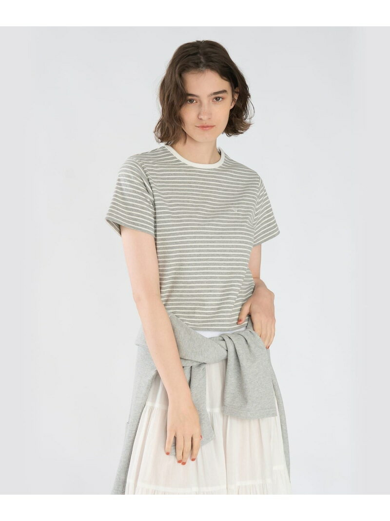 PORTER - ハート 刺繍 リブ ボーダー 半袖 Tシャツ To b. by agnes b. アニエスベー トップス カットソー・Tシャツ グレー【送料無料】[Rakuten Fashion]