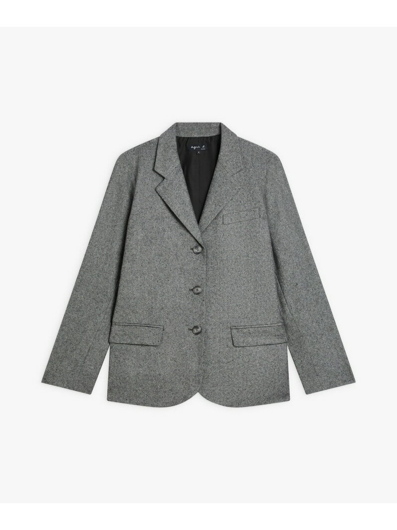 ウール ツイード テーラードジャケット agnes b. FEMME アニエスベー ジャケット・アウター テーラードジャケット・ブレザー ホワイト【送料無料】[Rakuten Fashion]