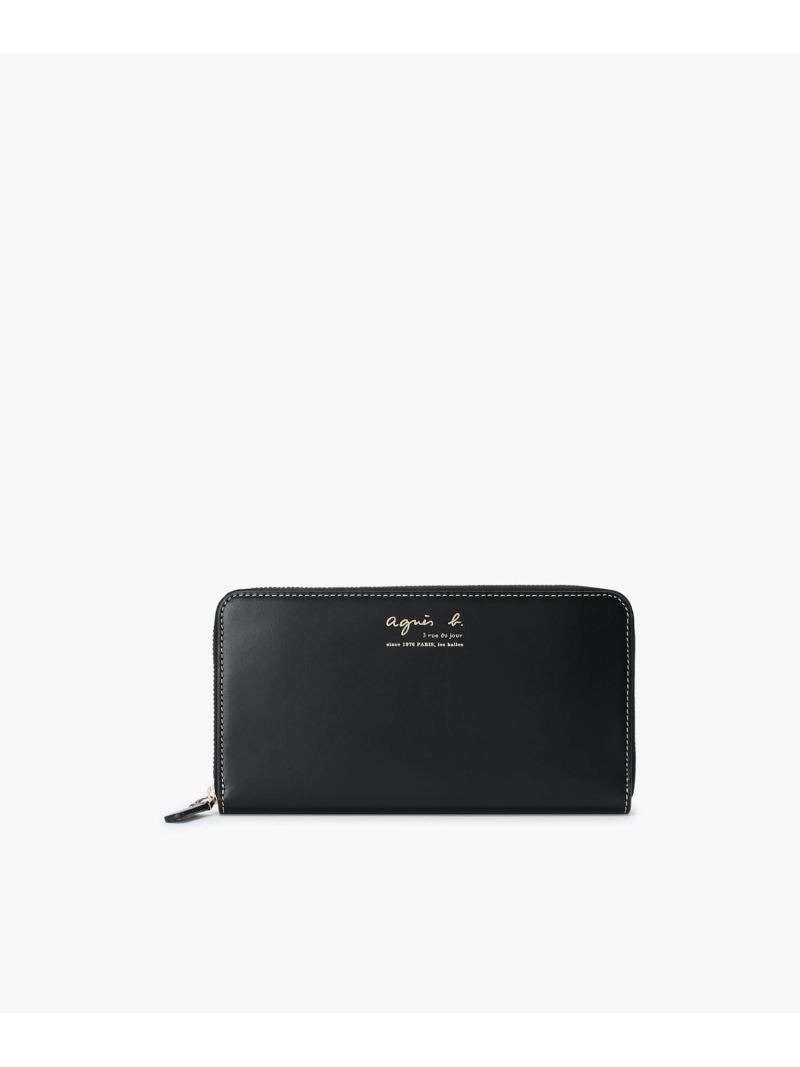 樂天商城 - レザー ラウンドジップ ロングウォレット ZAW01-02 agnes b. VOYAGE アニエスベー 財布・ポーチ・ケース 財布 ブラック【送料無料】[Rakuten Fashion]