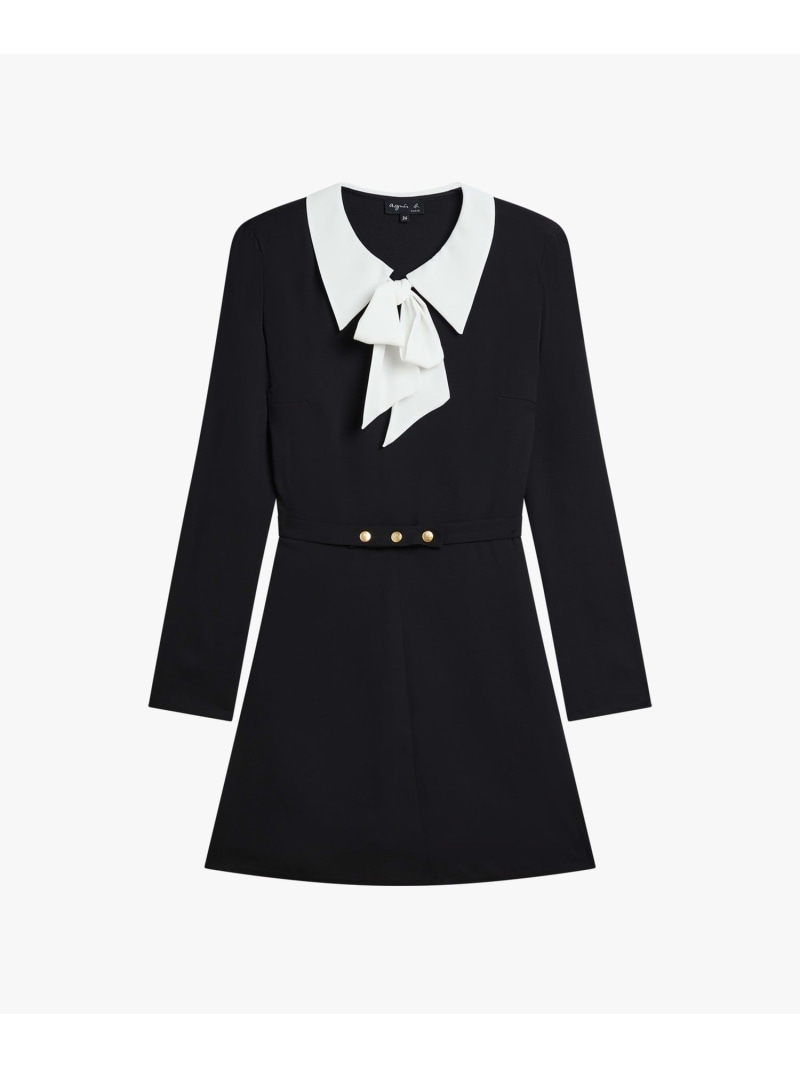 ボウタイ クレープ ワンピース "New Etincelle" agnes b. FEMME アニエスベー ワンピース・ドレス ワンピース ブラック