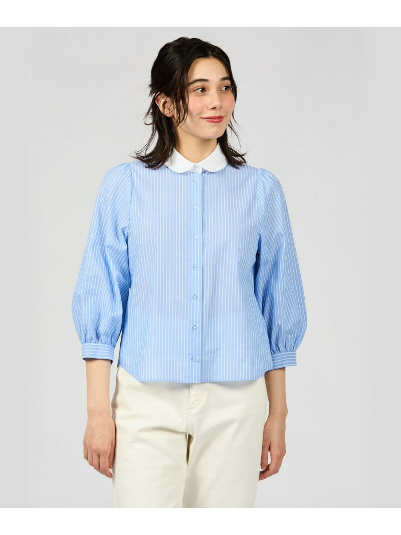 WV67 CHEMISE ニューストライプホワイトカラーブラウス To b. by agnes b. アニエスベー トップス シャツ・ブラウス ブルー【送料無料】[Rakuten Fashion]