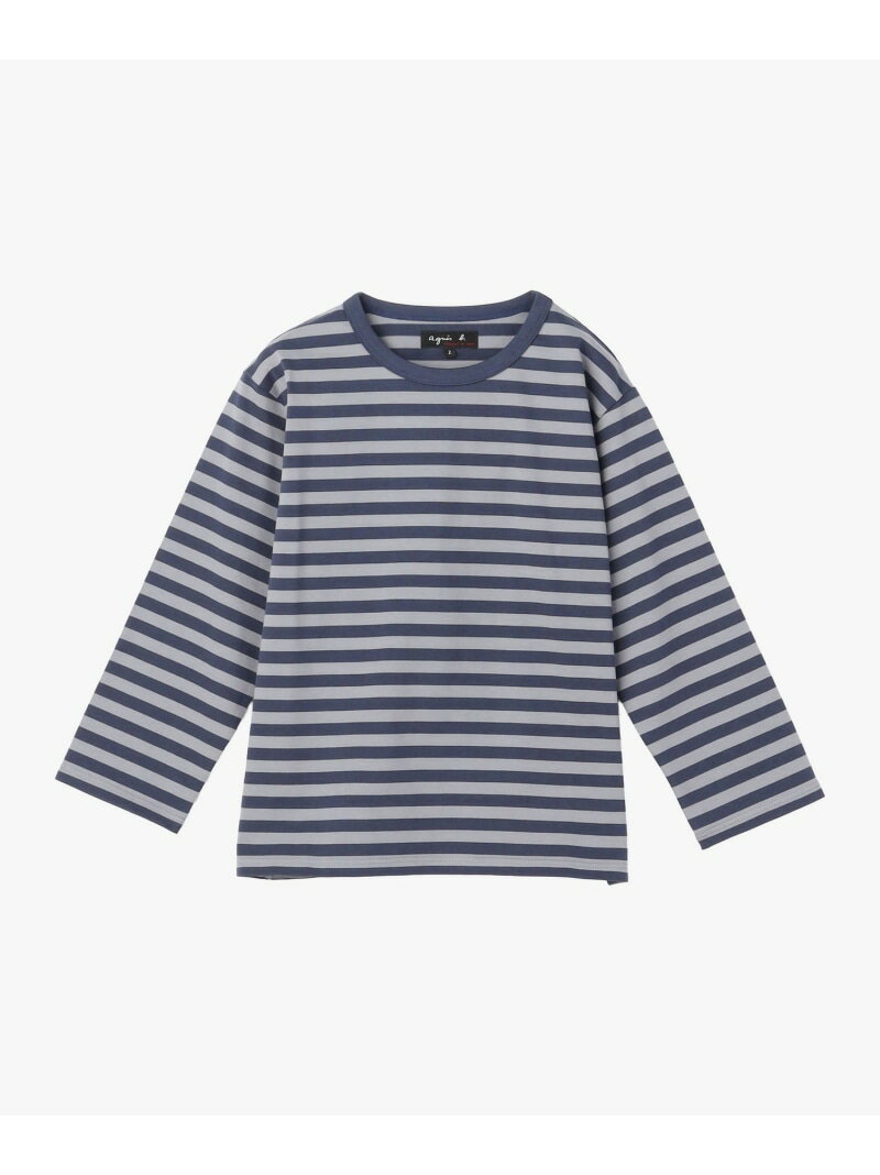 樂天商城 - 細ボーダー コットン 七分袖 Tシャツ 