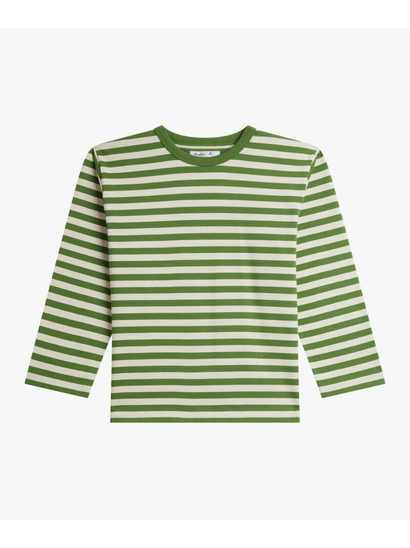 樂天商城 - 細ボーダー コットン 七分袖 Tシャツ 