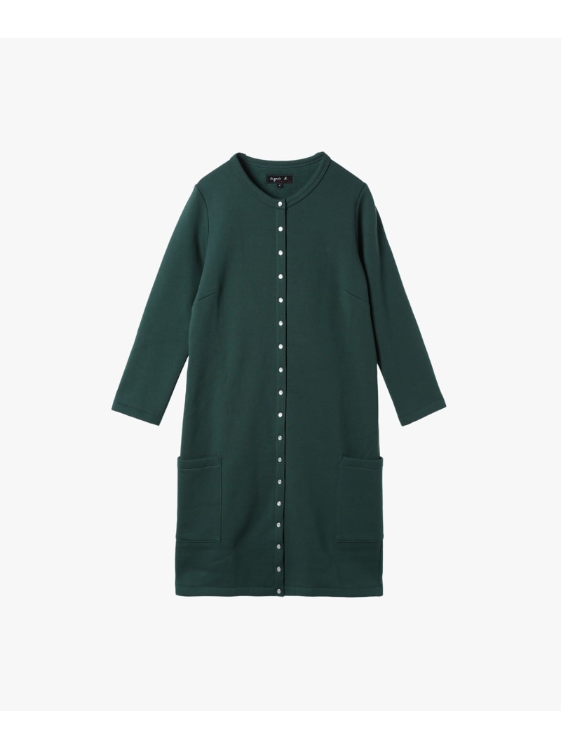 オーガニックコットン メルトン 七分袖 カーディガンプレッション "Robe" agnes b. FEMME アニエスベー トップス カーディガン グリーン【送料無料】[Rakuten Fashion]