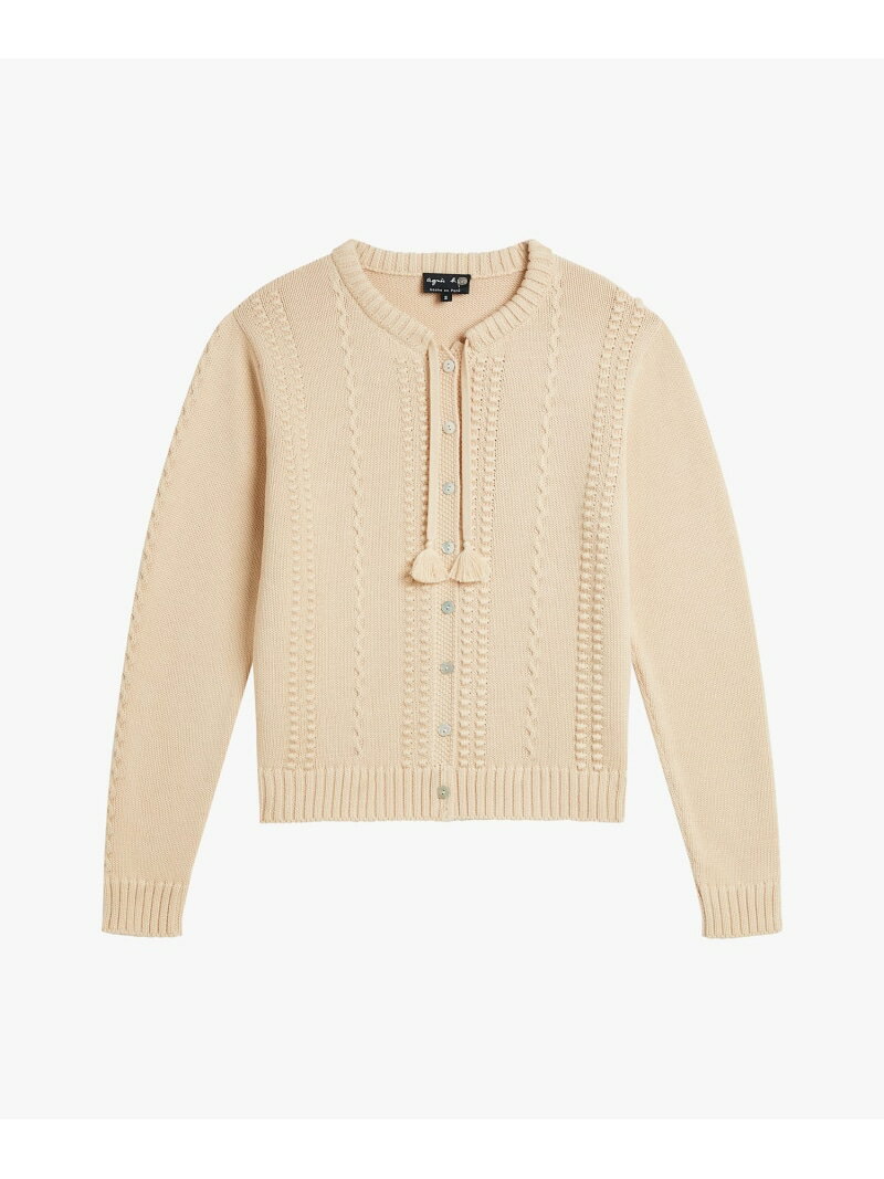 樂天商城 - コットン 長袖 カーディガン agnes b. FEMME アニエスベー トップス カーディガン イエロー【送料無料】[Rakuten Fashion]