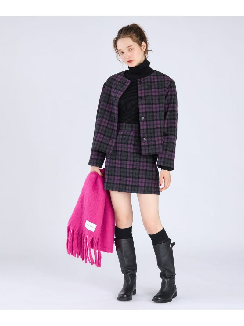 【SALE／30%OFF】タータンチェック ショート ジャケット To b. by agnes b. アニエスベー ジャケット・アウター ノーカラージャケット パープル【RBA_E】【送料無料】[Rakuten Fashion]