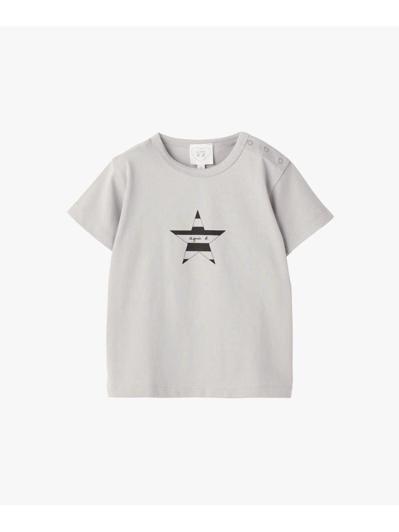Rakuten - ベビー ロゴ ボーダー プリント コットン 半袖 Tシャツ 