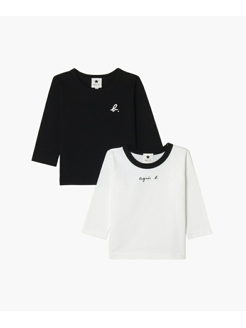 agnes b.（アニエスベー）JPT1 E TS キッズ ロングスリーブTシャツ 2枚組アニエスベー初、キッズ・ベビーの肌着セットが登場！定番のボーダー柄など配色や柄もアニエスベーらしさがつまったアイテムです。刺激に弱いお子さまの肌を包むコットン100％の生地は年間を通して定番の素材で、着心地のよい薄手でサラっとした手触りが魅力的。首もとや脇、股部分は汗がたまりやすい場所なので、やさしくフィットするようパイピングが施され、ソフトな肌触りになっています。ボックス入りなので、ギフトにもオススメ◎こちらは、ブラックにホワイトのb.ロゴがプリントされた長袖Tシャツと、ブラックのパイピングで前身頃中央にロゴプリントが施された長袖Tシャツの2枚組です。※商品にアテンションカードや品質表示タグが付属している場合、必ずご確認の上、お取扱いください。　型番：E902JPT1000-000-2AN HY4698【採寸】85ー95cm(2歳）：身丈37.5、身丈37.5100ー110cm(4歳)：身丈40.5、身丈41110ー120cm(6歳)：身丈44、身丈44.5120ー130cm(8歳)：身丈48.5、身丈48商品のサイズについて【商品詳細】タイ素材：白・黒 綿100%サイズ：85ー95cm(2歳）、100ー110cm(4歳)、110ー120cm(6歳)、120ー130cm(8歳)※画面上と実物では多少色具合が異なって見える場合もございます。ご了承ください。商品のカラーについて 【予約商品について】 ※「先行予約販売中」「予約販売中」をご注文の際は予約商品についてをご確認ください。■重要なお知らせ※ 当店では、ギフト配送サービス及びラッピングサービスを行っておりません。ご注文者様とお届け先が違う場合でも、タグ（値札）付「納品書 兼 返品連絡票」同梱の状態でお送り致しますのでご了承ください。 ラッピング・ギフト配送について※ 2点以上ご購入の場合、全ての商品が揃い次第一括でのお届けとなります。お届け予定日の異なる商品をお買い上げの場合はご注意下さい。お急ぎの商品がございましたら分けてご購入いただきますようお願い致します。発送について ※ 買い物カートに入れるだけでは在庫確保されませんのでお早めに購入手続きをしてください。当店では在庫を複数サイトで共有しているため、同時にご注文があった場合、売切れとなってしまう事がございます。お手数ですが、ご注文後に当店からお送りする「ご注文内容の確認メール」をご確認ください。ご注文の確定について ※ Rakuten Fashionの商品ページに記載しているメーカー希望小売価格は、楽天市場「商品価格ナビ」に登録されている価格に準じています。 商品の価格についてagnes b.agnes b.のその他のインナー・ルームウェアインナー・ルームウェアご注文・お届けについて発送ガイドラッピンググッズ3,980円以上送料無料ご利用ガイド