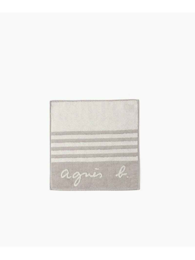 【ユニセックス】KD40 SERVIETTE 縞模様Bハンドタオル agnes b. FEMME アニエスベー ファッション雑貨 ハンカチ・ハンドタオル グレー[Rakuten Fashion]