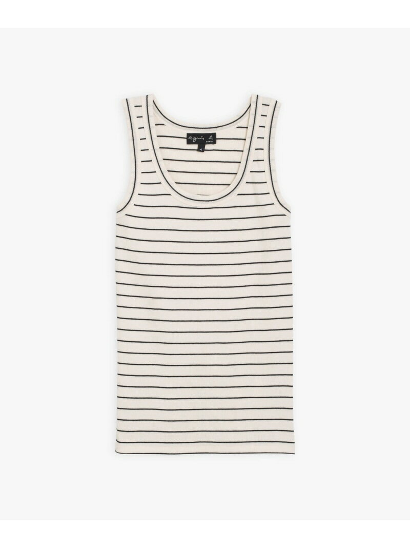 ボーダー リブ タンクトップ "Iguane" agnes b. FEMME アニエスベー トップス カットソー・Tシャツ ホワイト