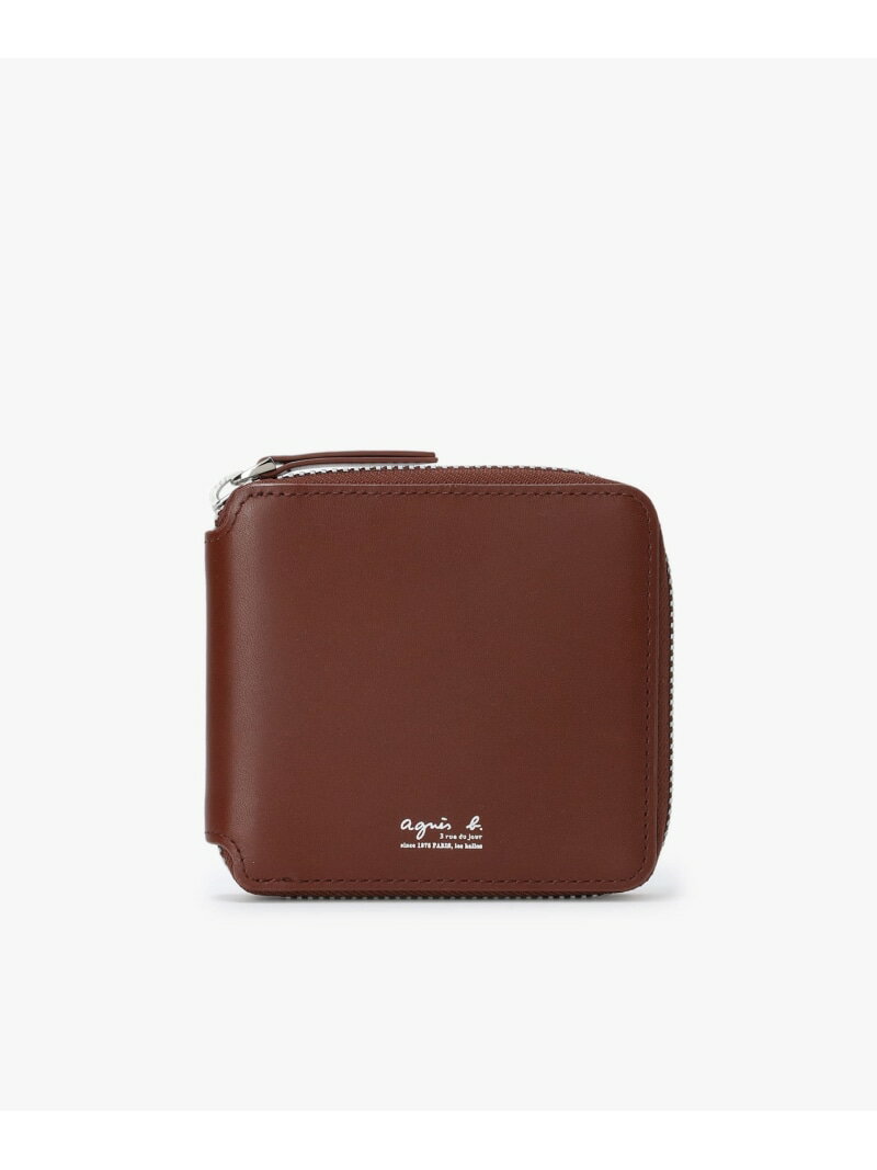 Rakuten - レザー ラウンドジップ 二つ折り ウォレット