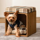 ペットスツール PET-169C ブラウン スツール ペット ペットスツール クッション 天然木 かわいい おしゃれ 小型犬 猫 ネコ いぬ チェック シンプル...