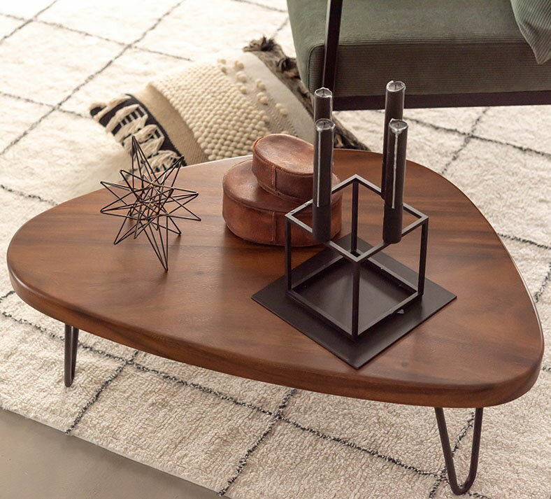 センターテーブル JW-640 ブラウン 木目 丸太 リビング 机 ローテーブル